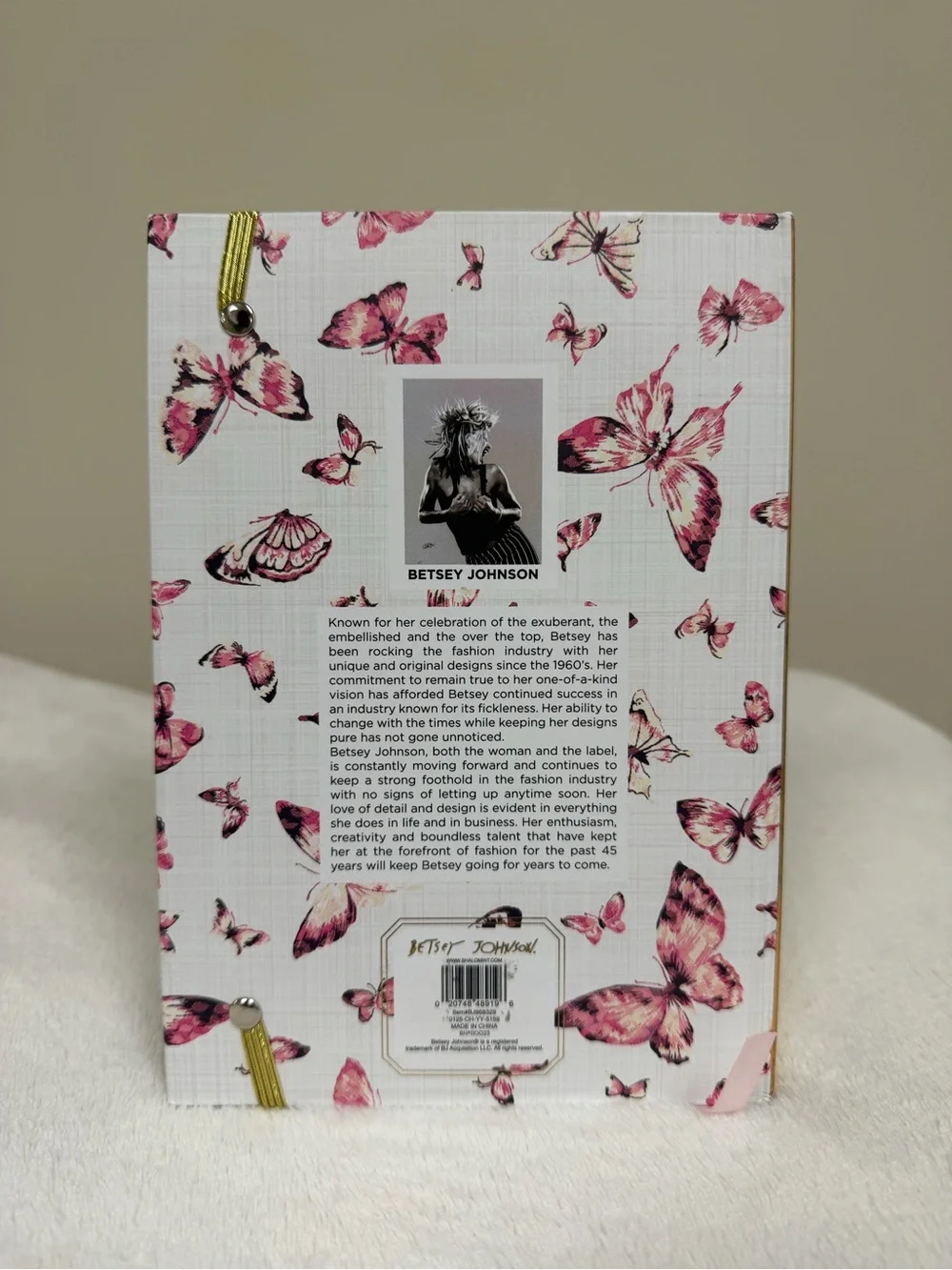 Betsey Johnson White Notebook with Pink Butterfly Print